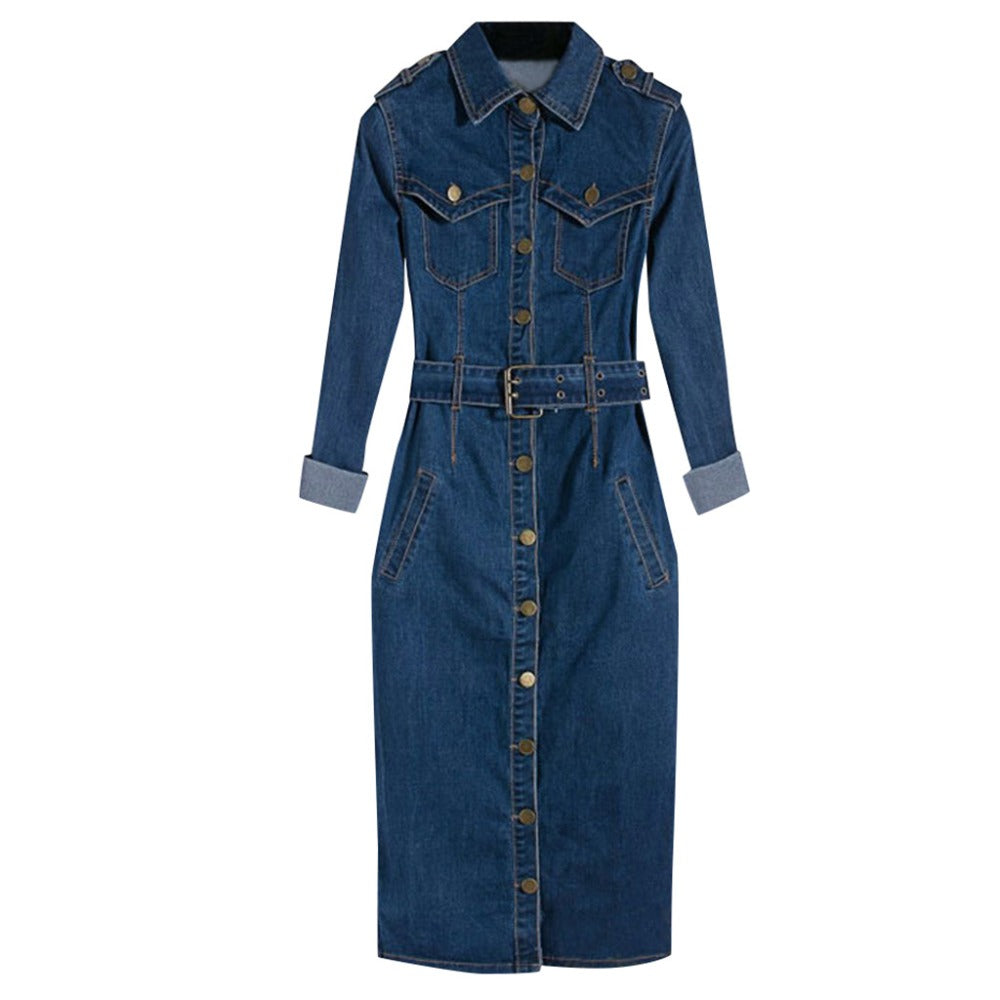 Buy LIFE Blue Solid Collar Neck Denim Women's Knee Length Dress | Shoppers  Stop