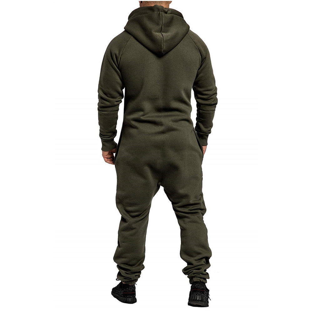  BSUNSOMEM Mens Fleece Lined Hooded Jumpsuit Full Zip Onesie  Rompers Long Sleeve Overalls Jogging Suit Tracksuit with Pockets (Army  Green, S) : Clothing, Shoes & Jewelry